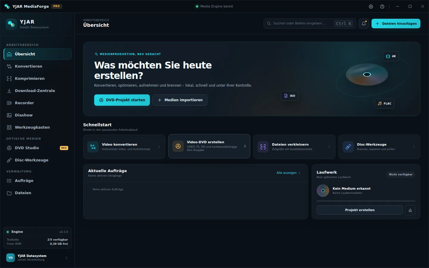 Startseite von YJAR MediaForge